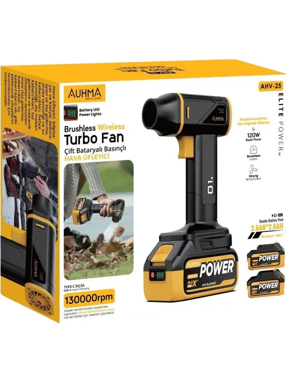 Auhma Ahv-25 Turbo Fan – 130.000 Rpm Çift Batarya Turbo Elektrikli Hava Kompresörü